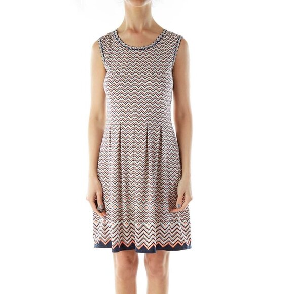 Max Studio Dresses & Skirts - Max Studio Navy Pink White Chevron Day Dress